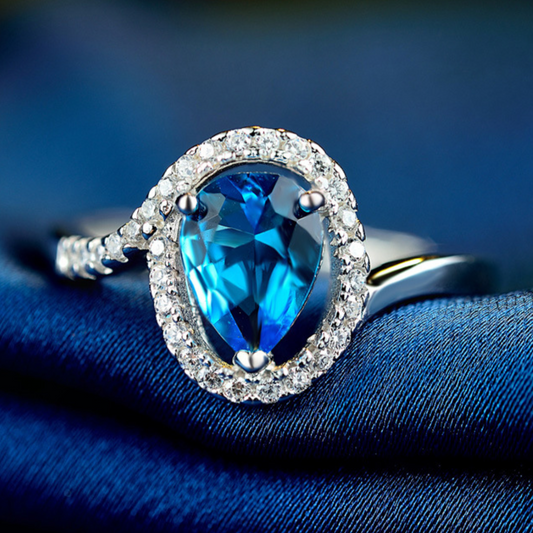 Blue Moissanite Ring