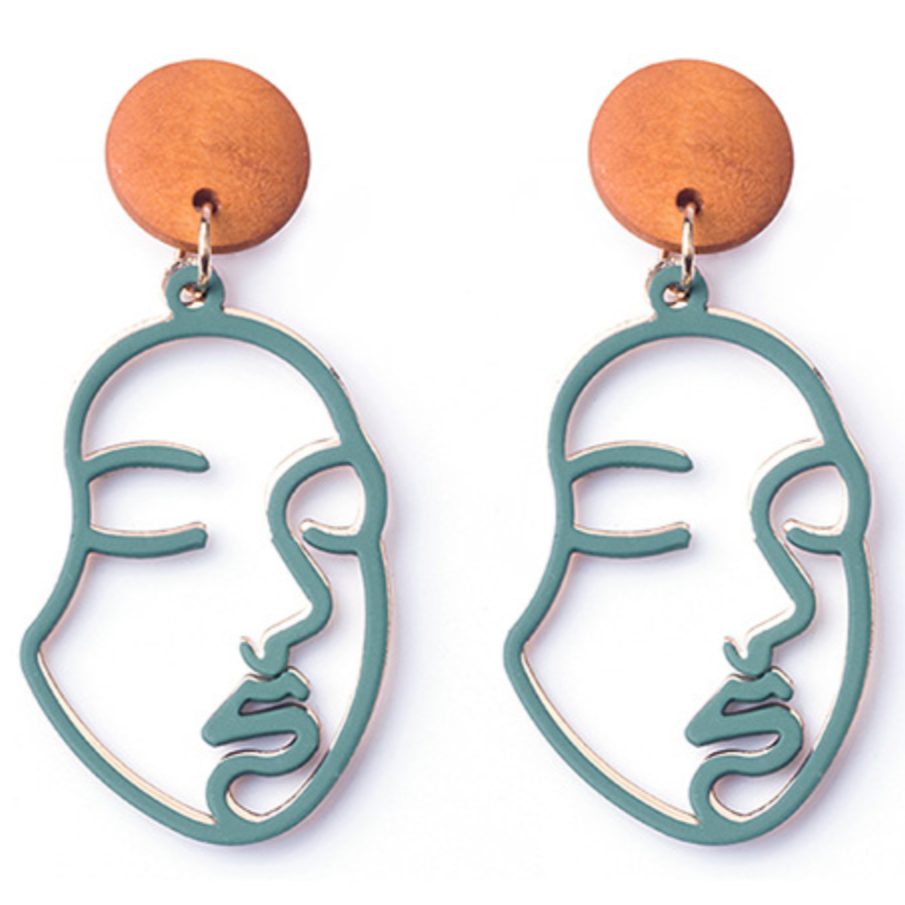Abstract Face Statement Earrings  Caitlyn Minimalist
