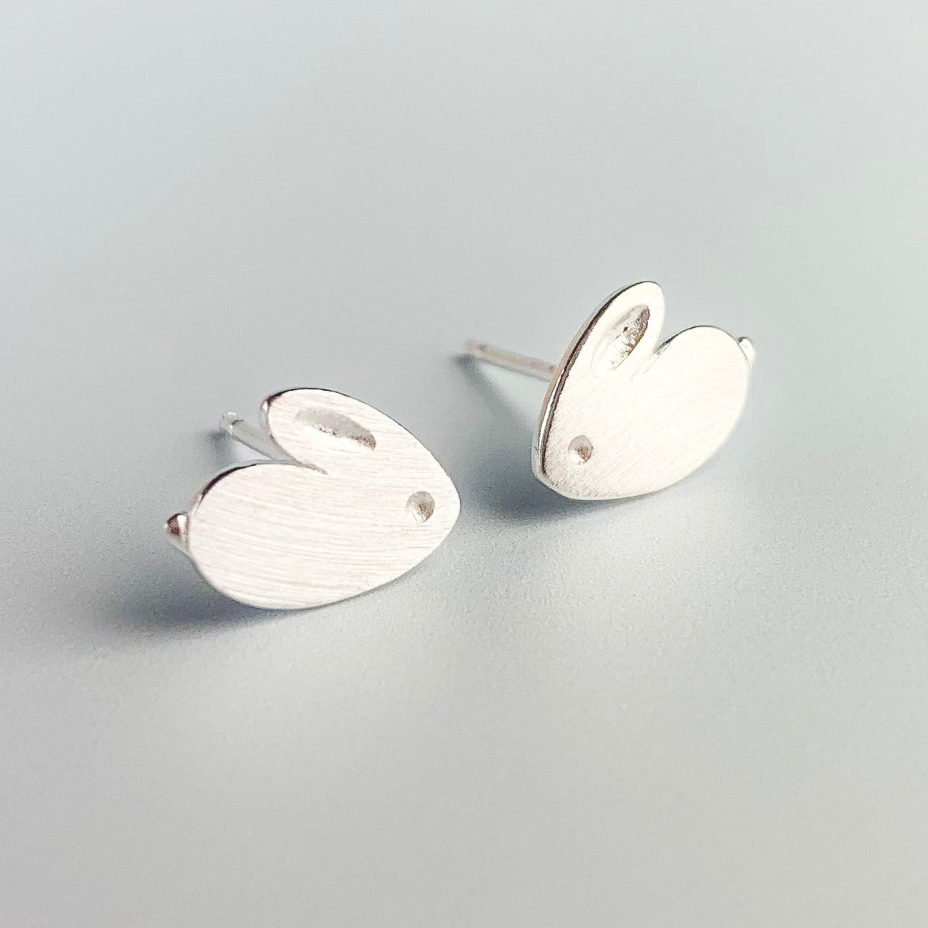 Brushed Silver Bunny Studs