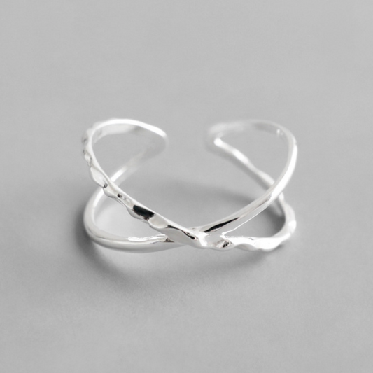 Double Band Crossover Adjustable Ring