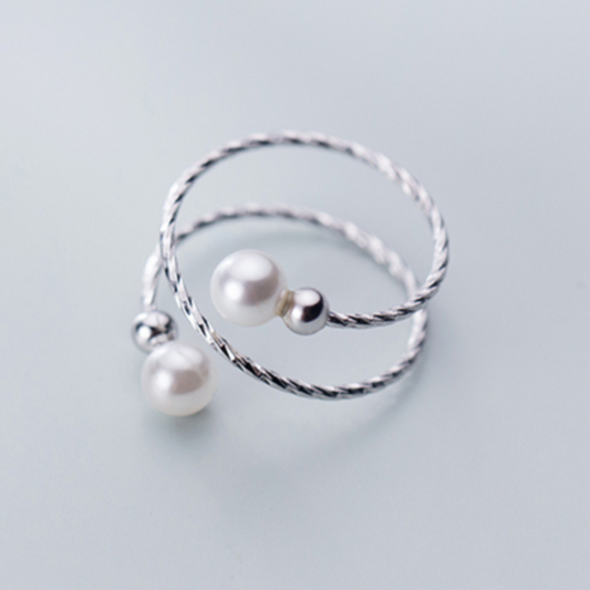 Pearl Spiral Adjustable Ring