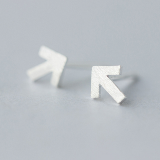 Brushed Silver Arrow Stud Earrings