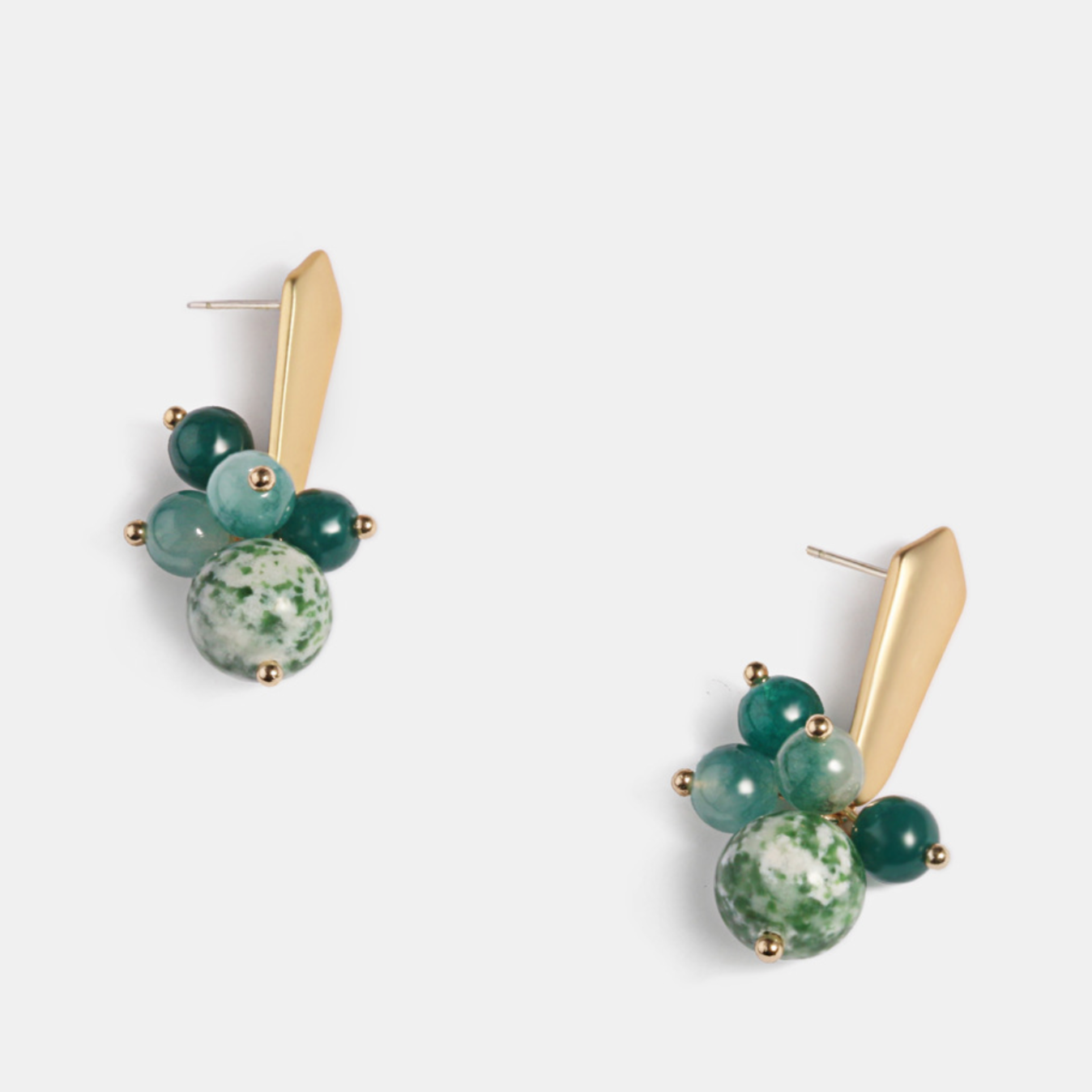 Clip On Green Bead Earrings