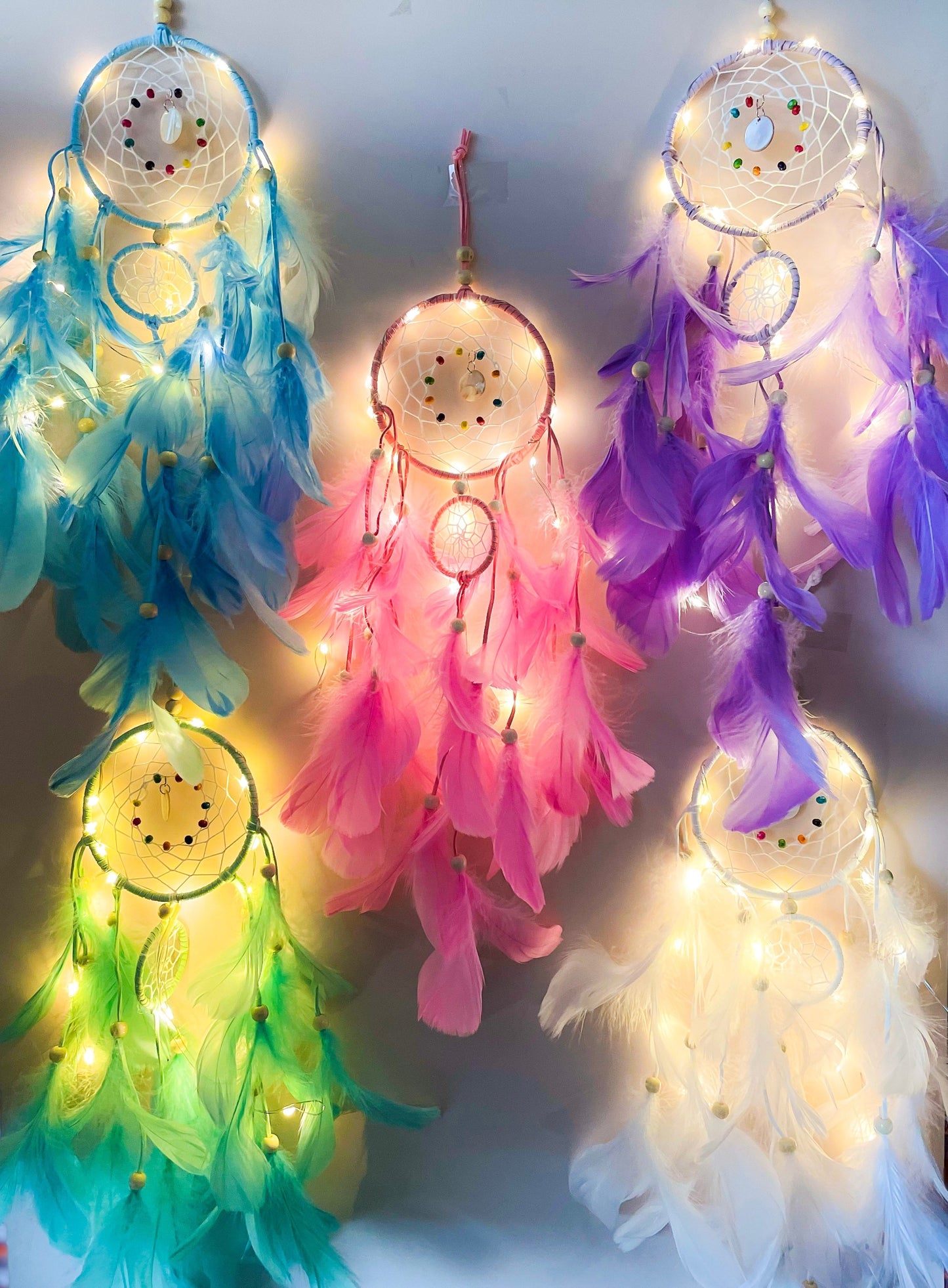Colourful Pastel LED Dream Catchers