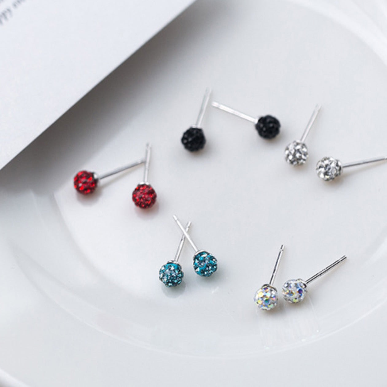 Tiny Crystal Ball Earrings