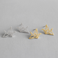 Brushed Finish Origami Crane Stud Earrings