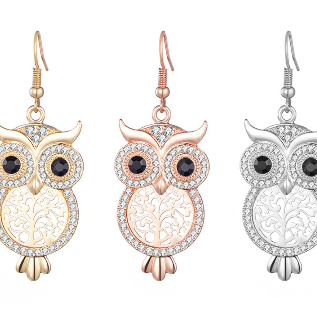 Owl Tree Drop Earrings