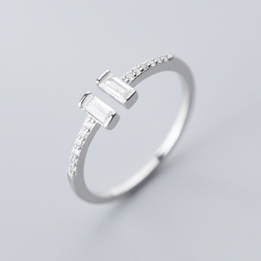 White Crystal Adjustable Ring
