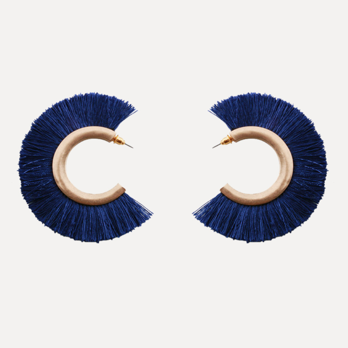 Blue Fabric Fan Earrings