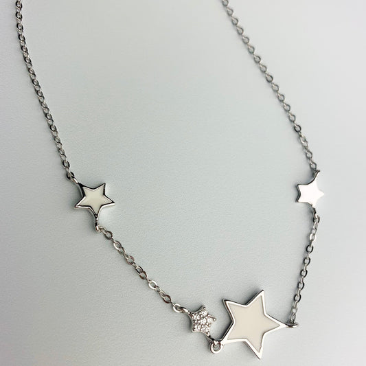 White and Crystal Star Necklace