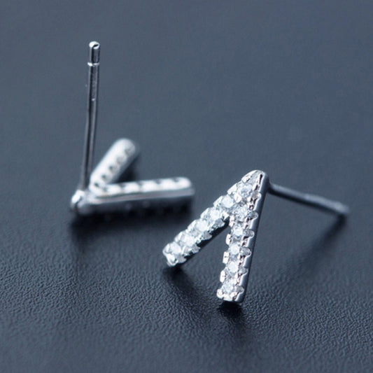 Crystal V Shape Stud Earrings