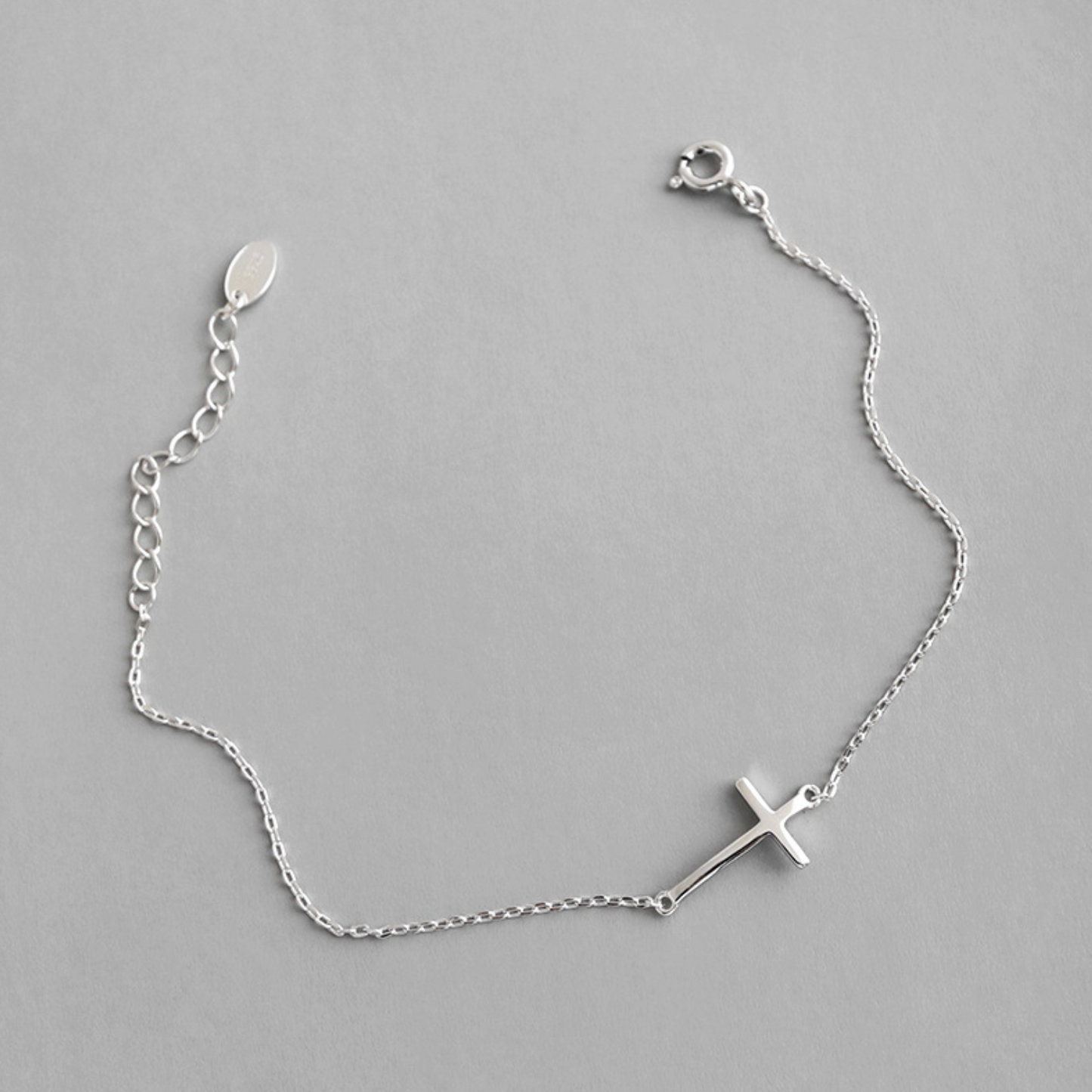 Delicate Silver Cross Bracelet