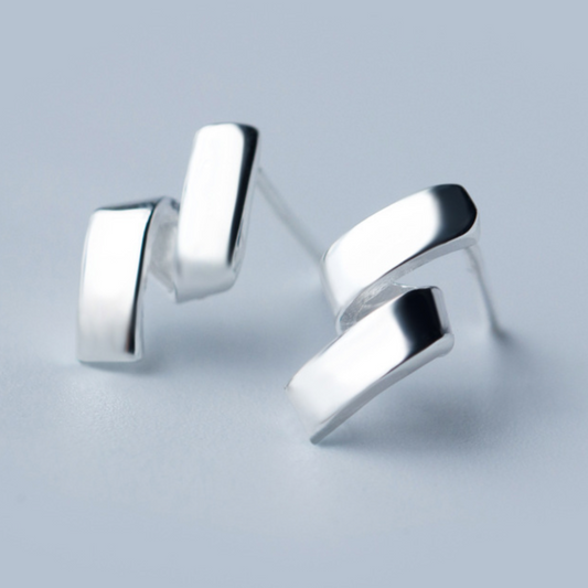 Rectangle Ribbon Stud Earrings