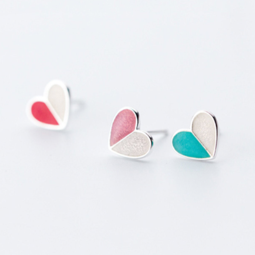 Colourful Heart Stud Earrings
