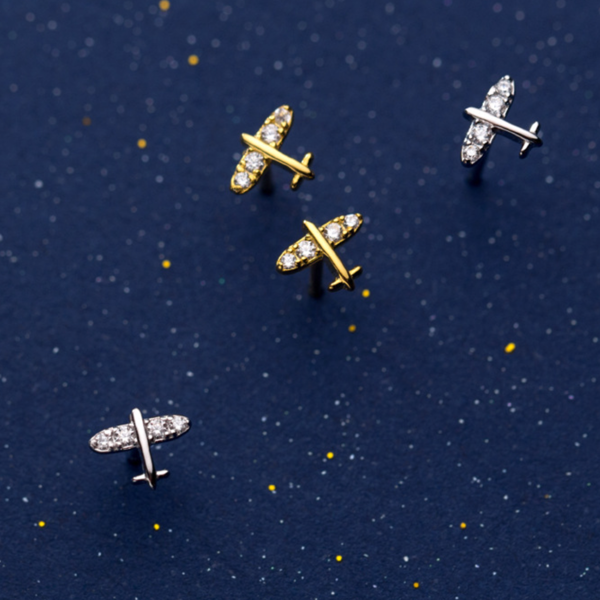 Tiny Plane Stud Earrings