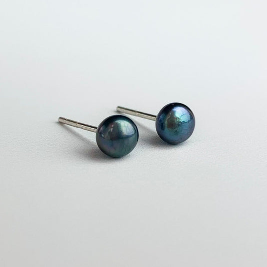 Blue Pearl Stud Earrings