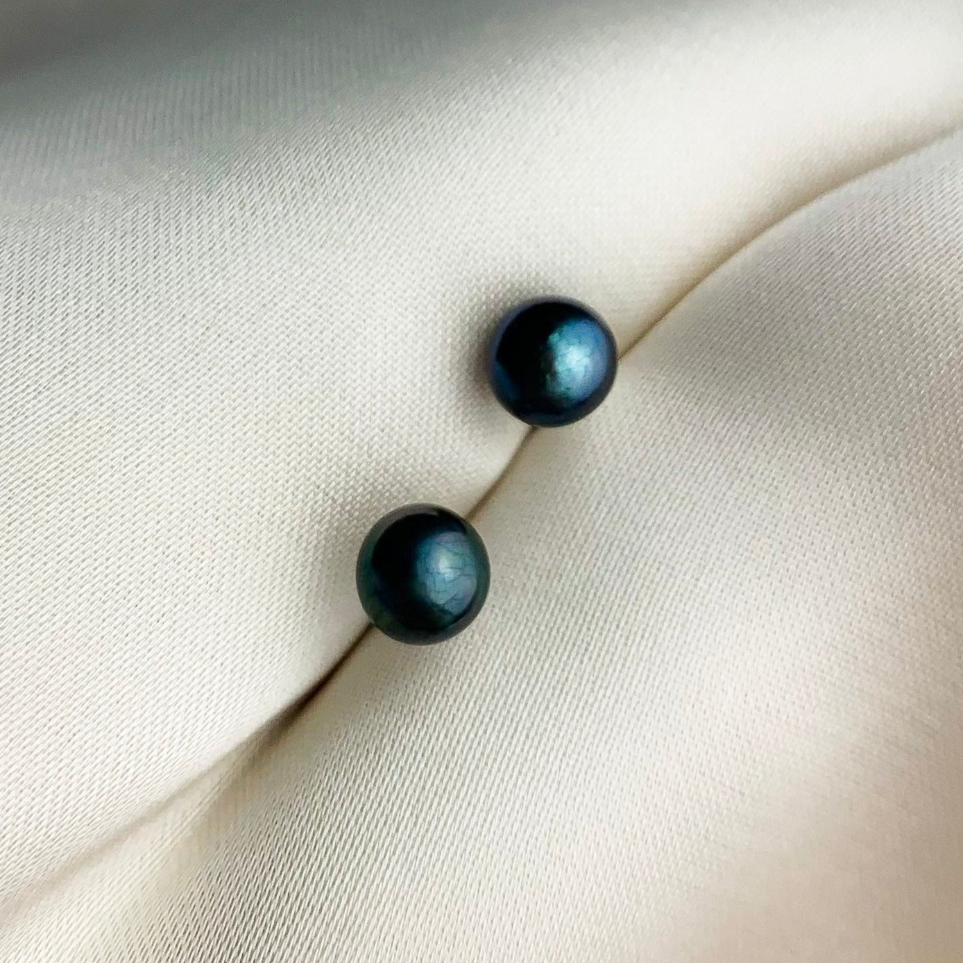 Blue Pearl Stud Earrings