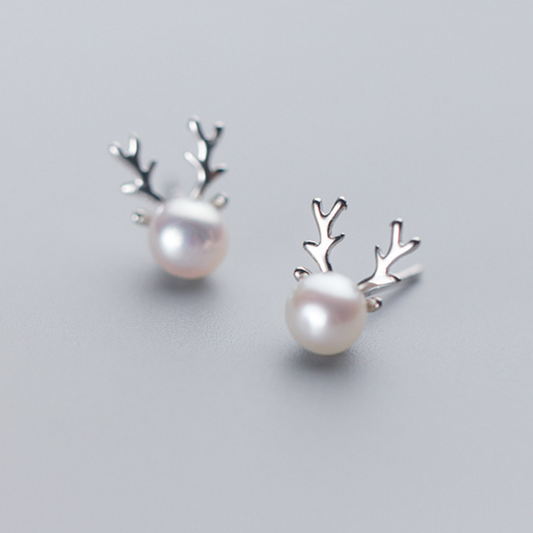 Pearl Reindeer Stud Earrings