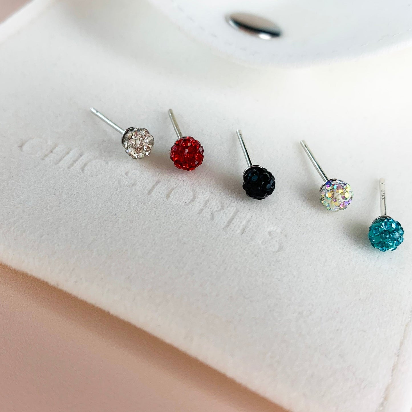 Tiny Crystal Ball Earrings