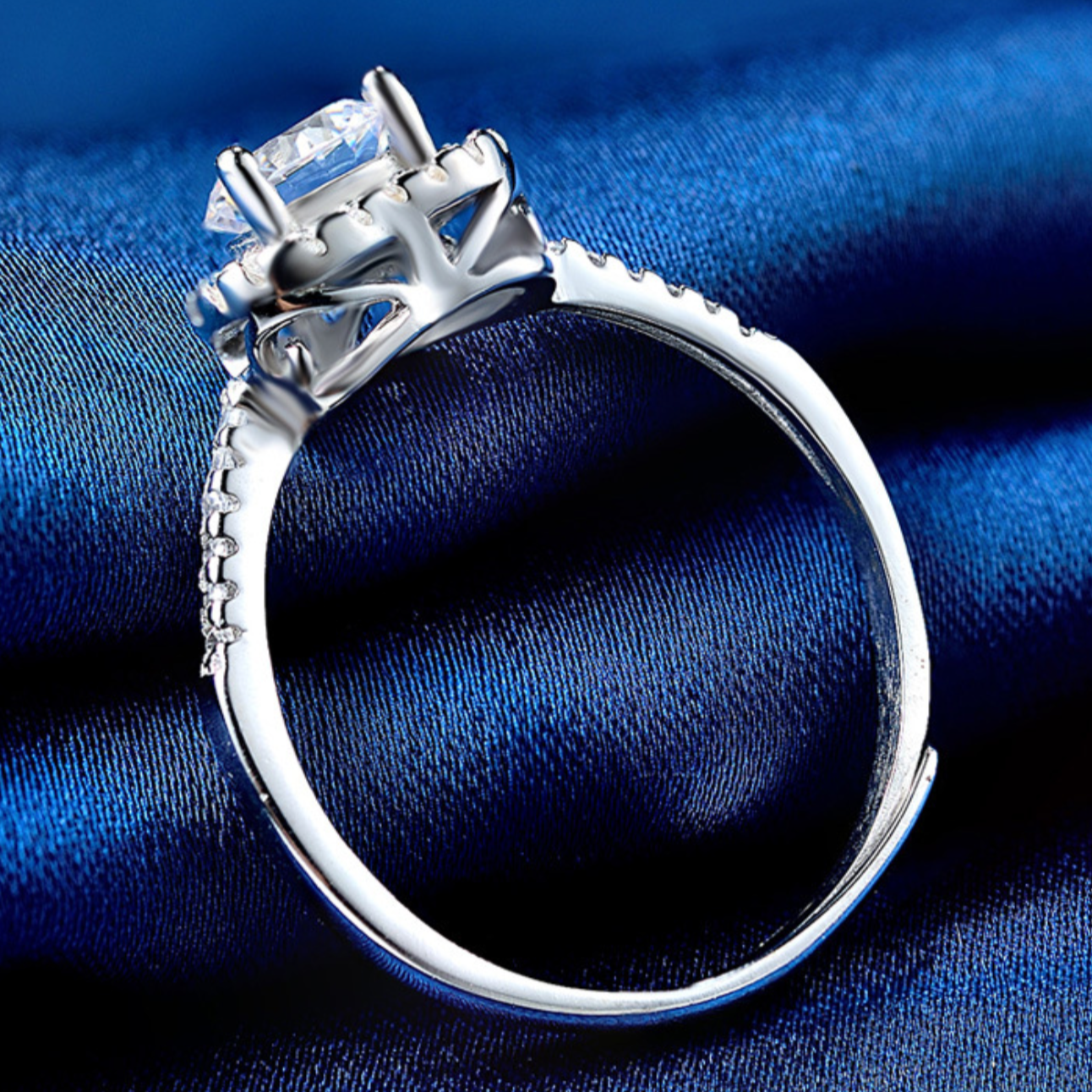 Sterling Silver Heart Moissanite Ring