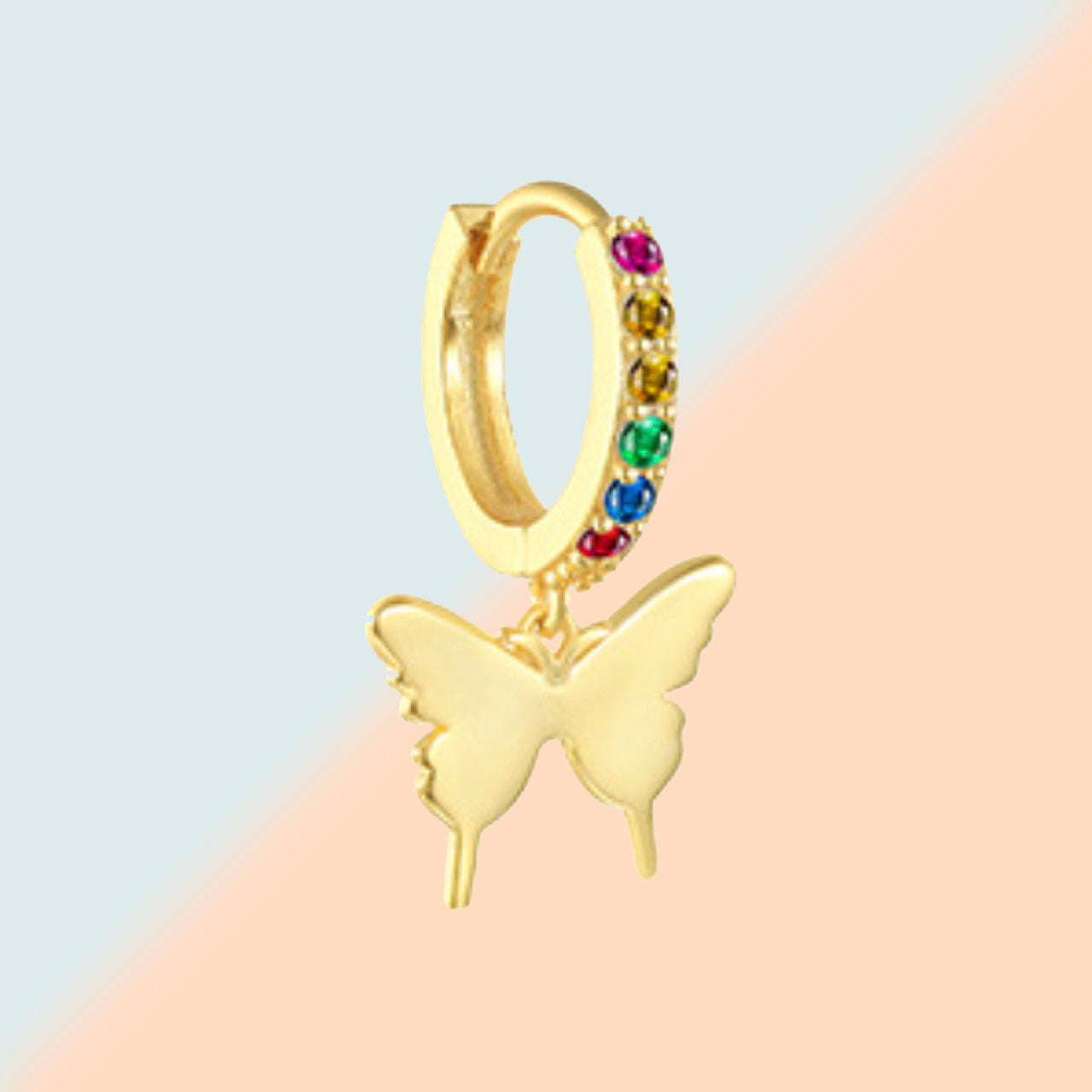 Rainbow Gold Butterfly Huggie Earring