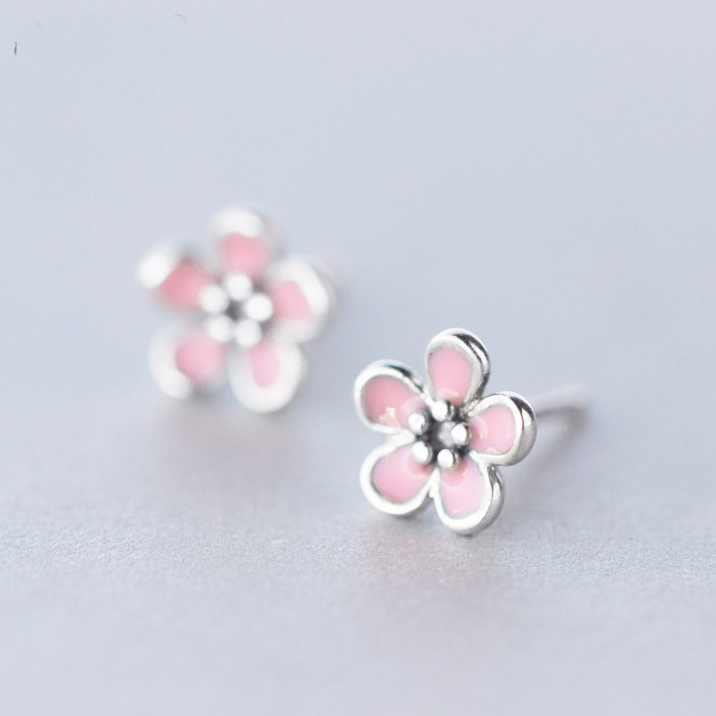 Baby Pink Flower Stud Earrings