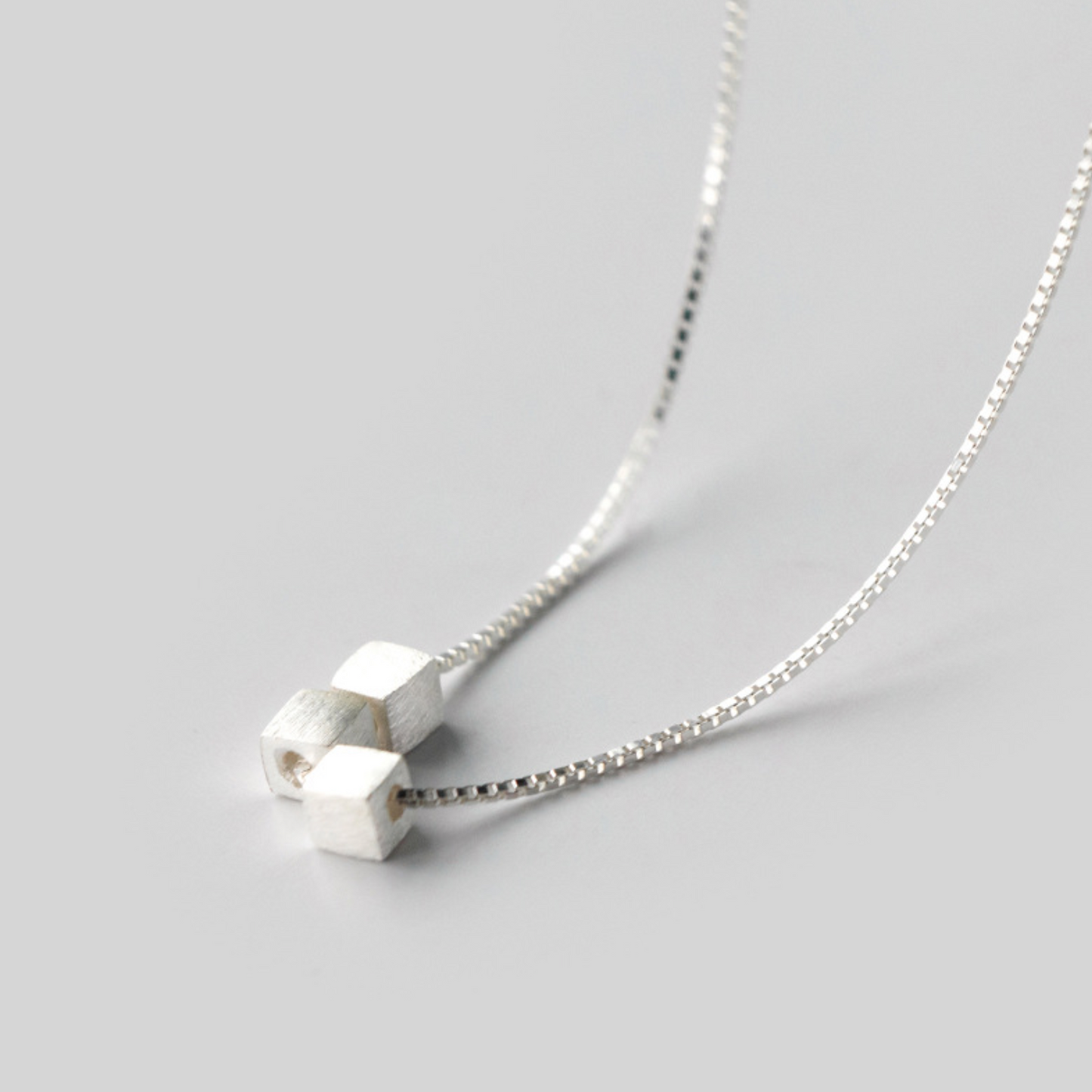 Sterling Silver Tiny Cube Necklace