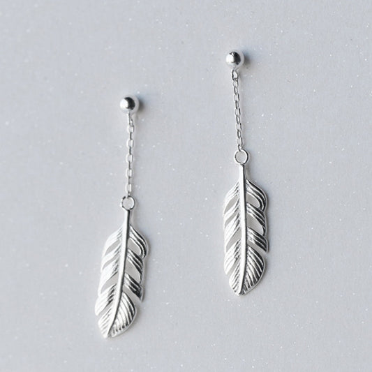 Feather Dangle Stud Earrings