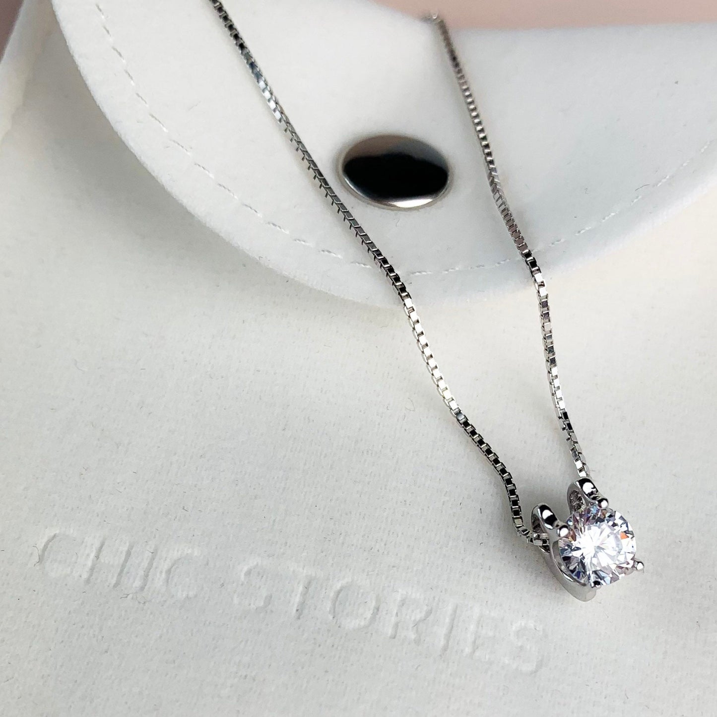 White Crystal Pendant Necklace