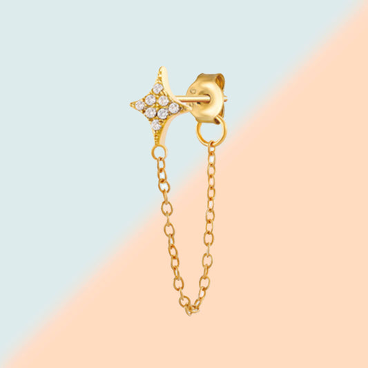 Dainty Star with Chain Back Earring
