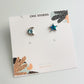 Blue Crystal Moon and Star Stud Earrings