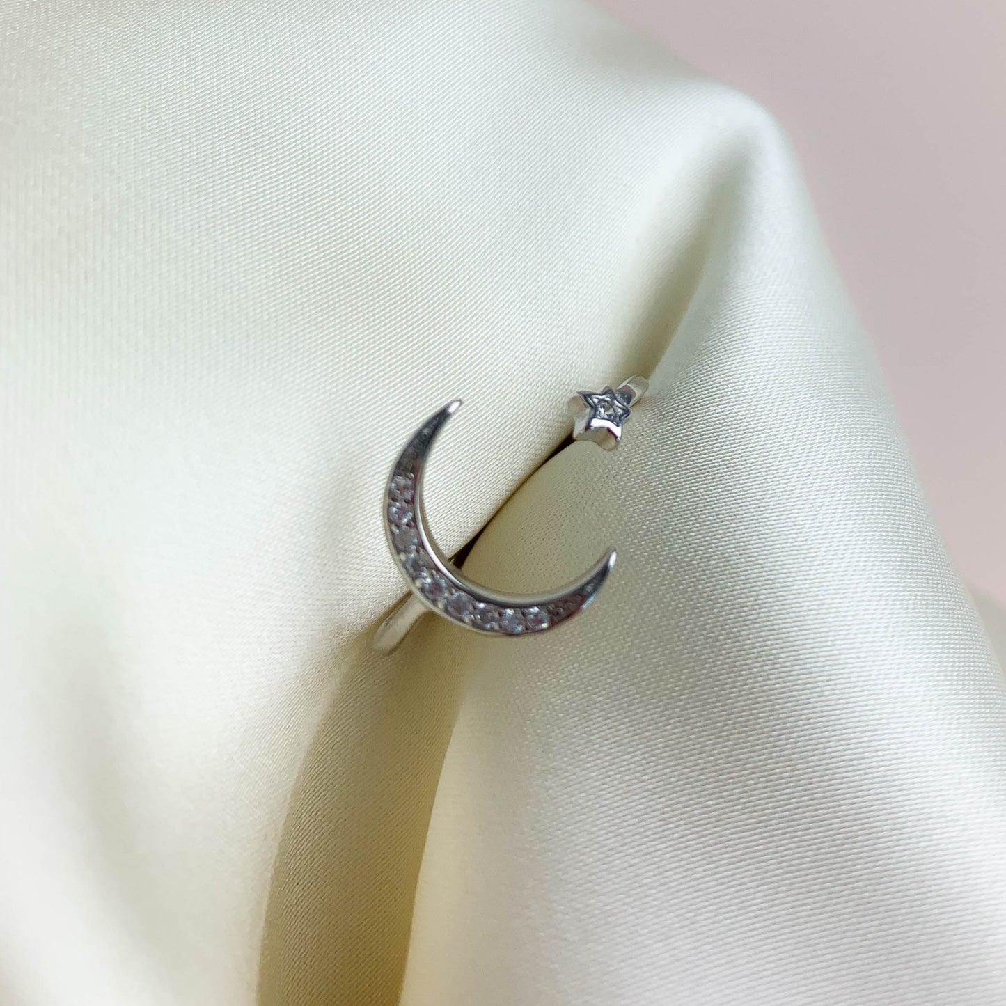Moon and Star Open Ring