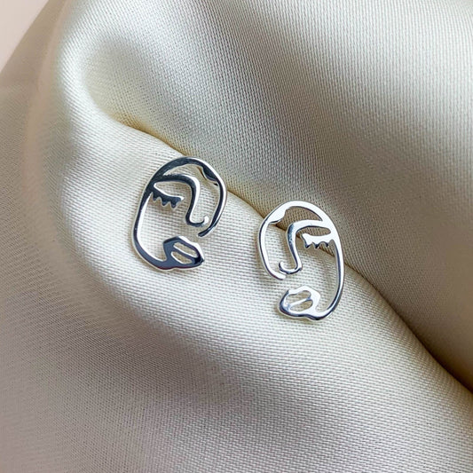 Abstract Face Stud Earrings