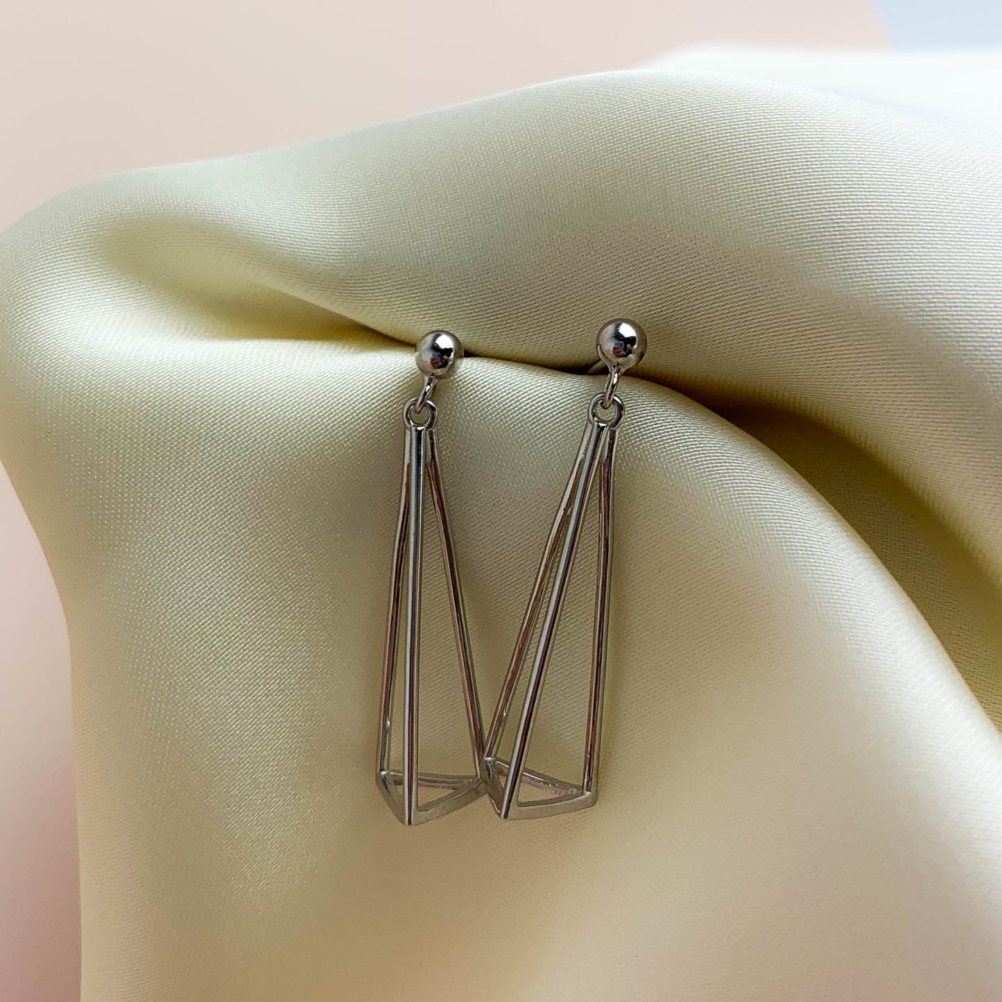 Silver Triangle Dangle Earrings