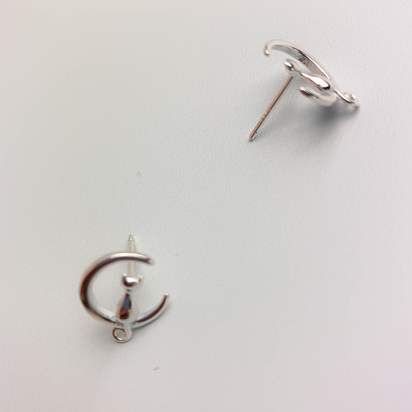 Cat and Crescent Moon Earrings