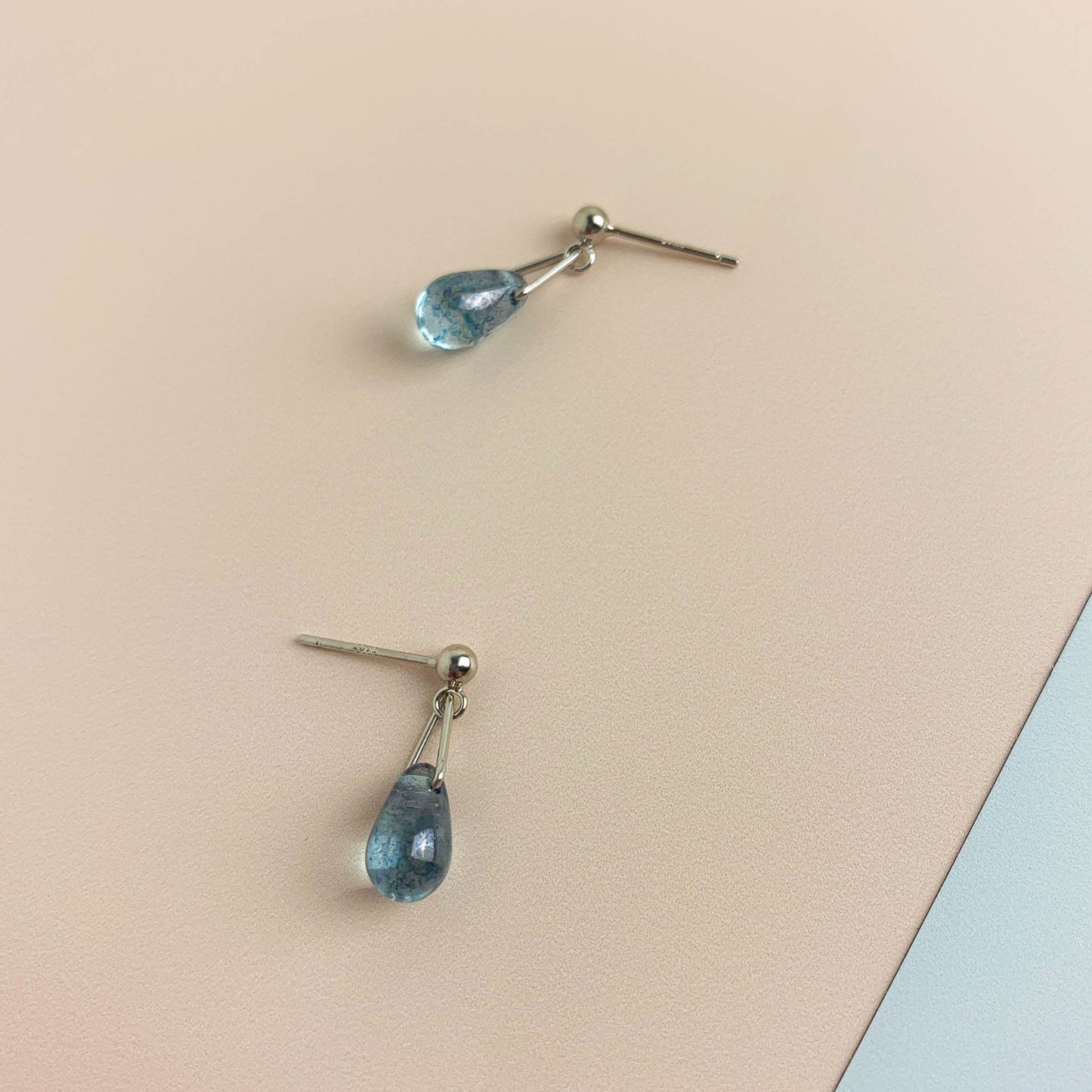 Blue Speckled Crystal Drop Earrings