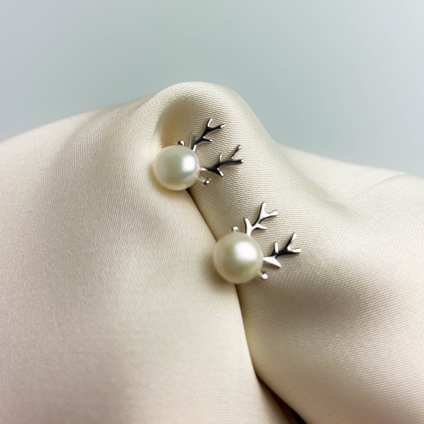 Pearl Reindeer Stud Earrings