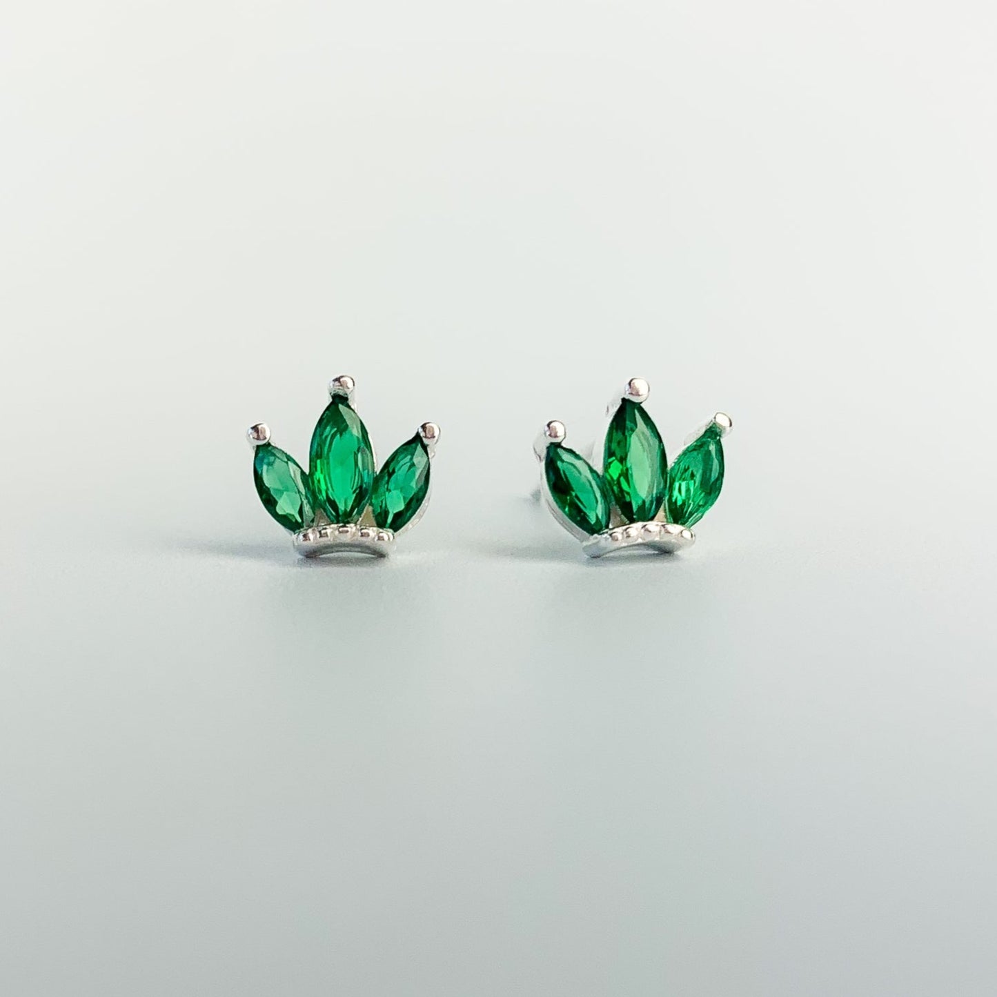 Green Crystal Stud Earrings