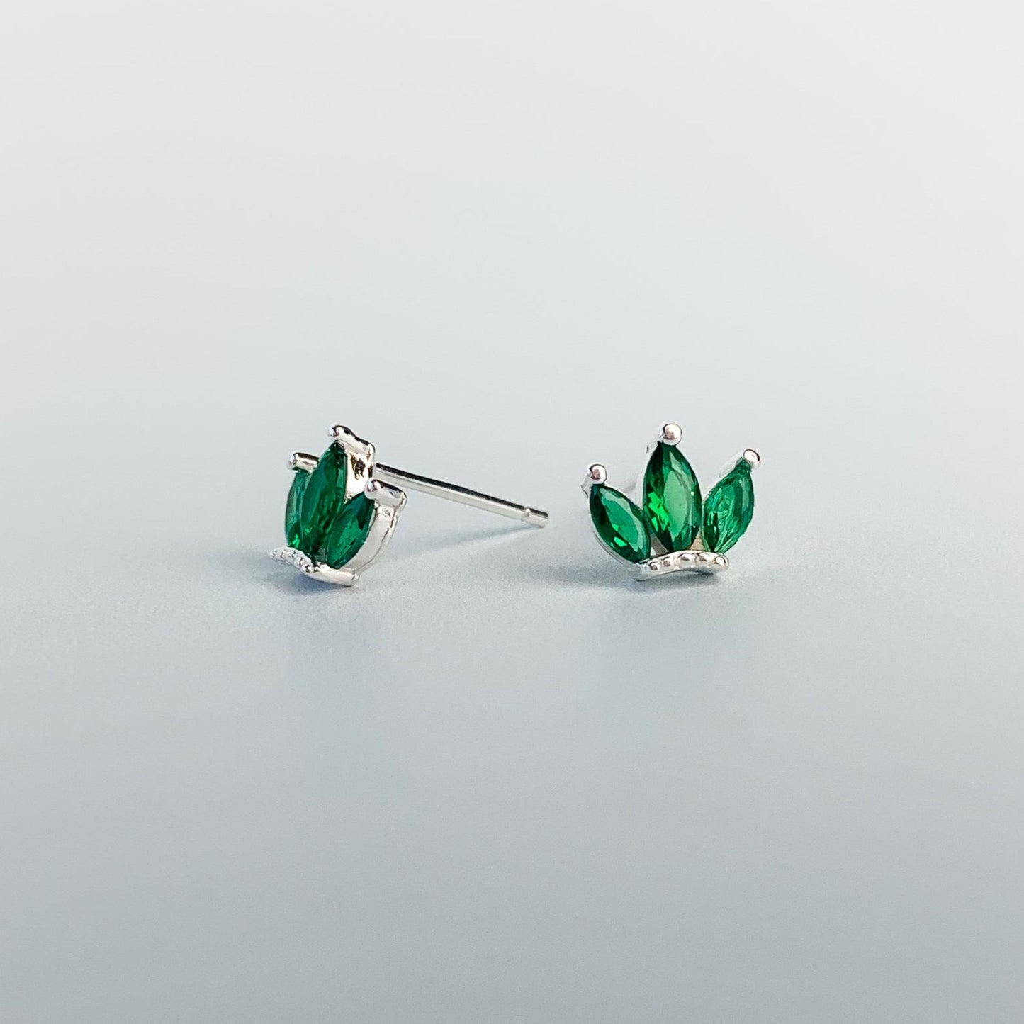 Green Crystal Stud Earrings