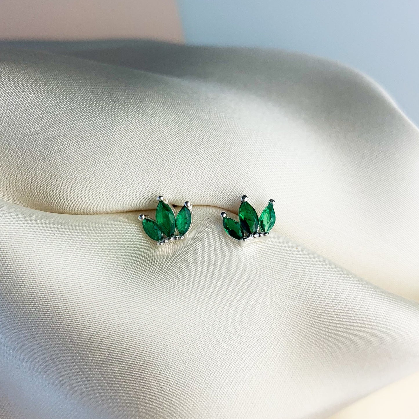 Green Crystal Stud Earrings