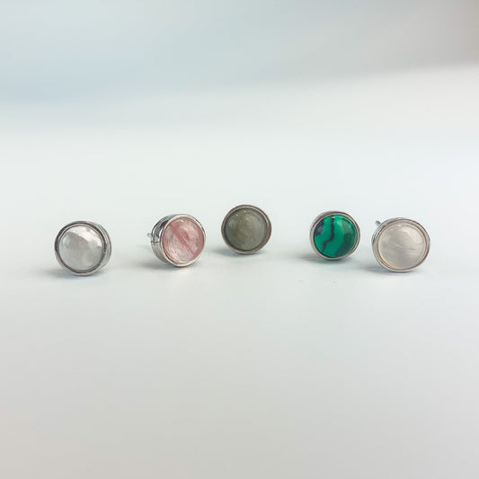 Circular Gemstone Stud Earrings