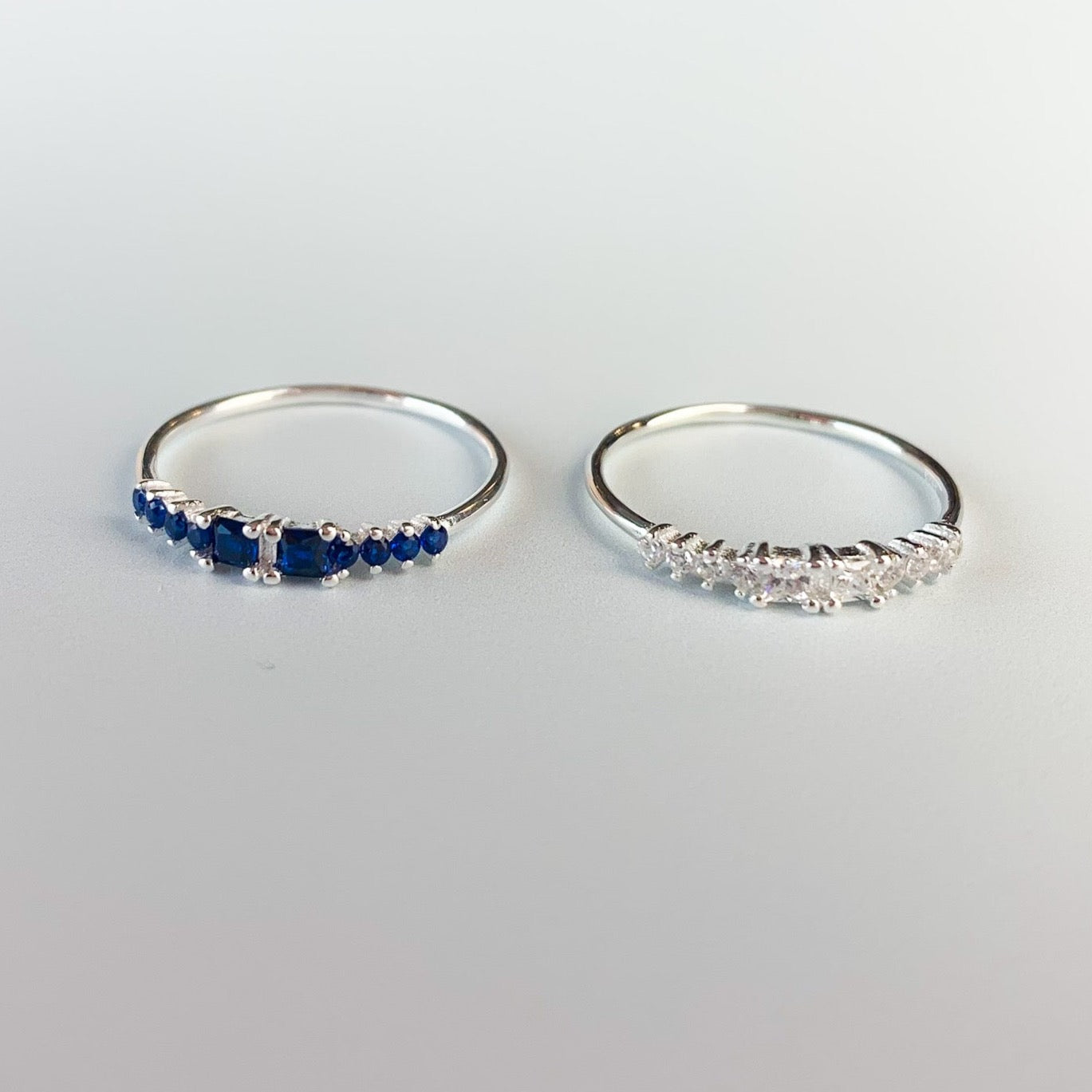 White or Sapphire Blue Crystal Ring