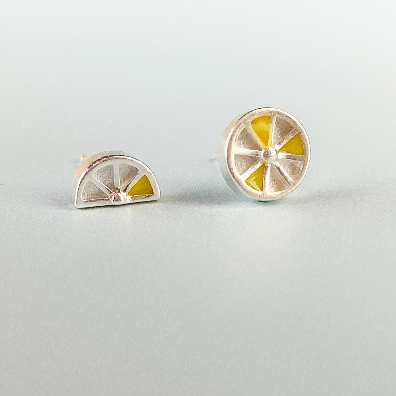 Asymmetrical Lemon Slice Stud Earrings