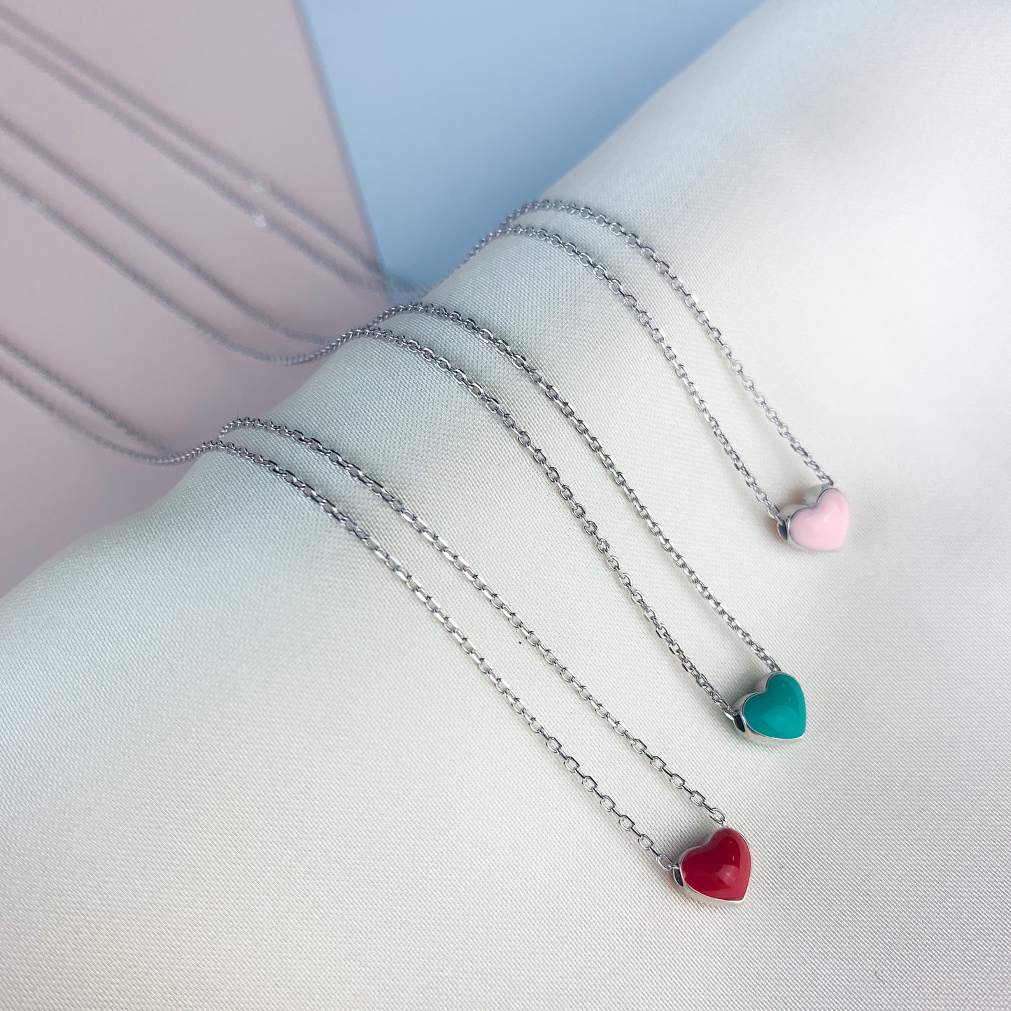 Red, Pink or Green Heart Necklace