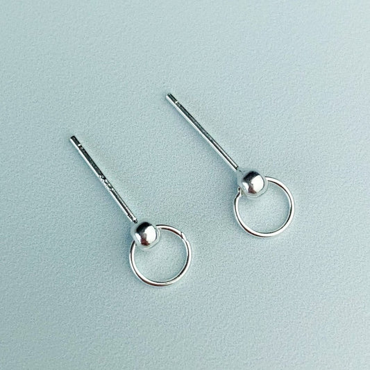 Tiny Circle Drop Stud Earrings