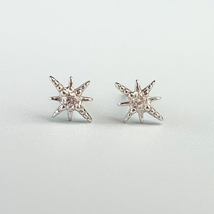 White Zirconia Star Stud Earrings