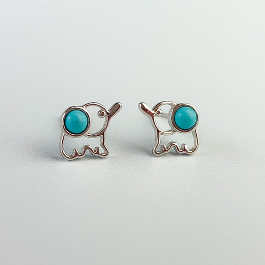 Turquoise Stone Elephant Stud Earrings