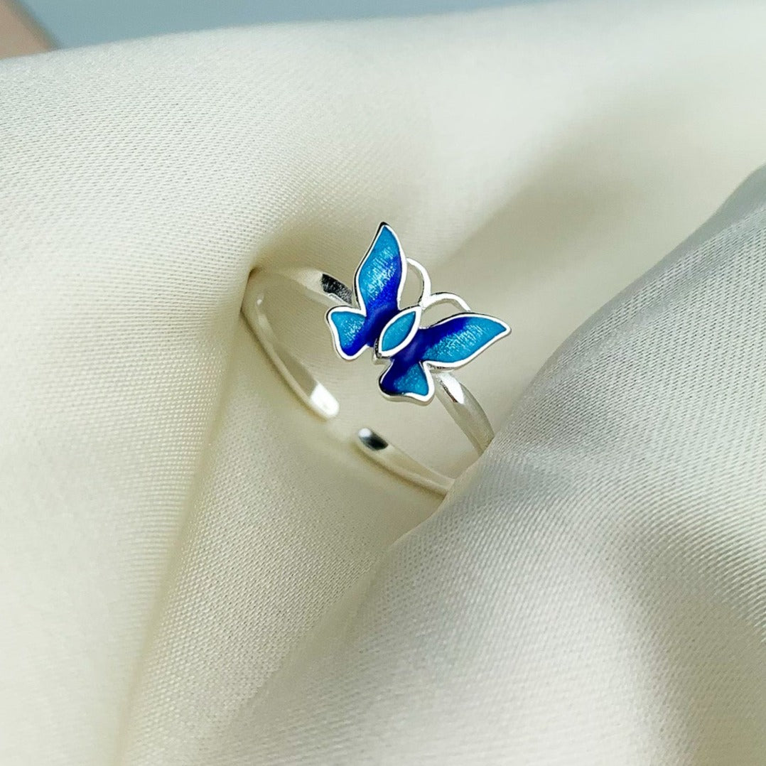 Blue Butterfly Adjustable Ring