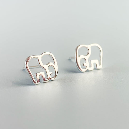 Elephant Outline Stud Earrings