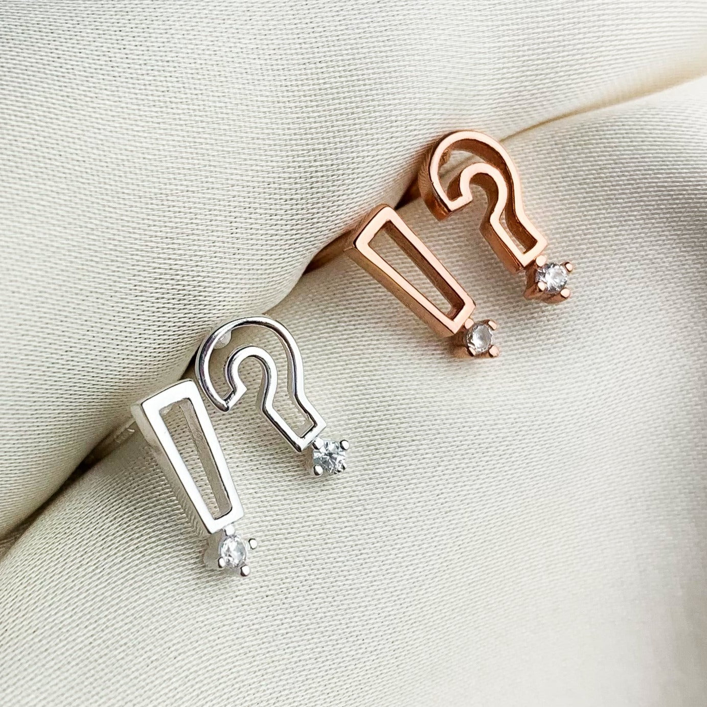 Exclamation and Question Mark Asymmetrical Stud Earrings